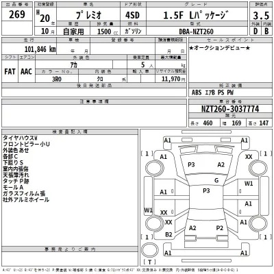 Toyota PREMIO  с аукциона в Японии