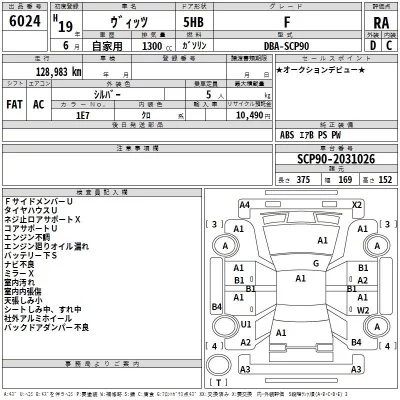 Toyota VITZ  с аукциона в Японии