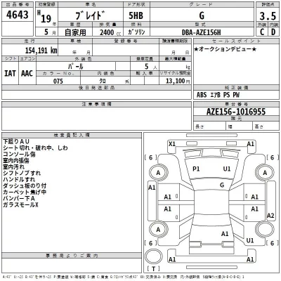 Toyota BLADE  с аукциона в Японии