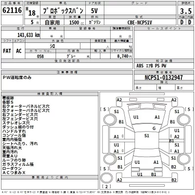 Toyota PROBOX  с аукциона в Японии