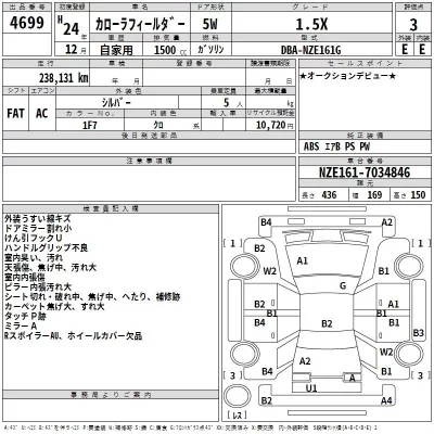 Toyota COROLLA FIELDER  с аукциона в Японии