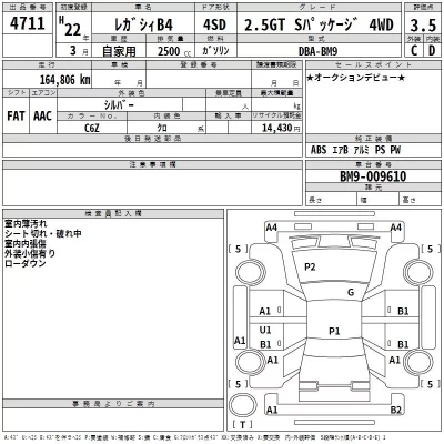 Subaru LEGACY B4  с аукциона в Японии