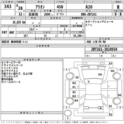 Toyota ALLION  с аукциона в Японии