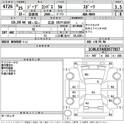 Chrysler JEEP COMPASS  с аукциона в Японии
