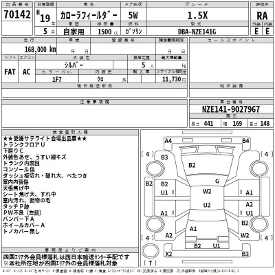 Toyota COROLLA FIELDER  с аукциона в Японии