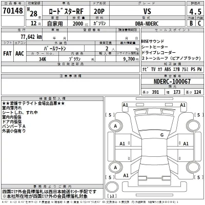 Mazda ROADSTER  с аукциона в Японии