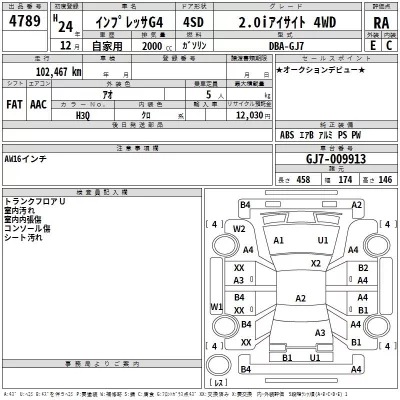Subaru IMPREZA G4  с аукциона в Японии