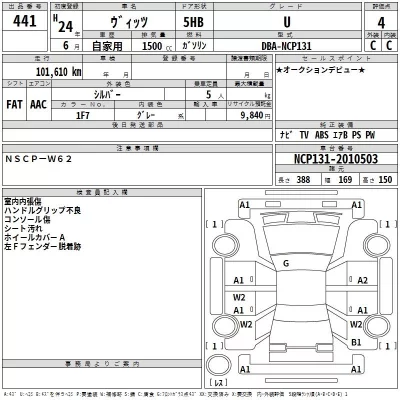 Toyota VITZ  с аукциона в Японии