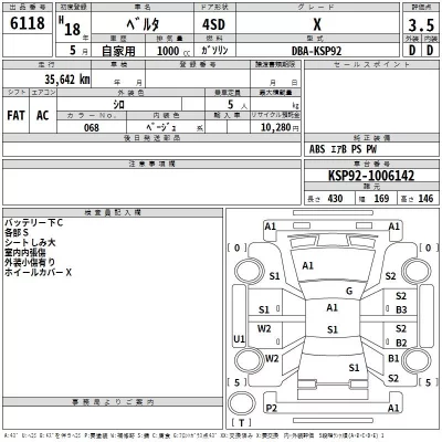 Toyota BELTA  с аукциона в Японии