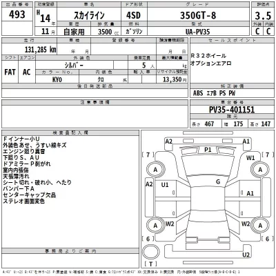 Nissan SKYLINE  с аукциона в Японии
