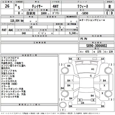 Toyota CHASER  с аукциона в Японии