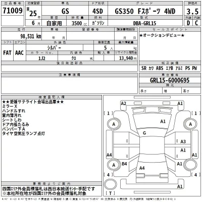 Lexus GS  с аукциона в Японии