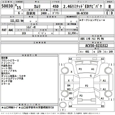 Toyota CAMRY  с аукциона в Японии