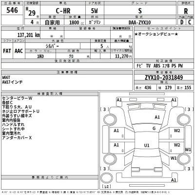 Toyota C-HR  с аукциона в Японии