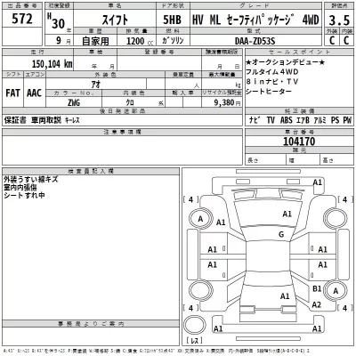 Suzuki SWIFT  с аукциона в Японии