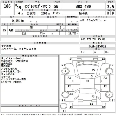 Subaru IMPREZA  с аукциона в Японии
