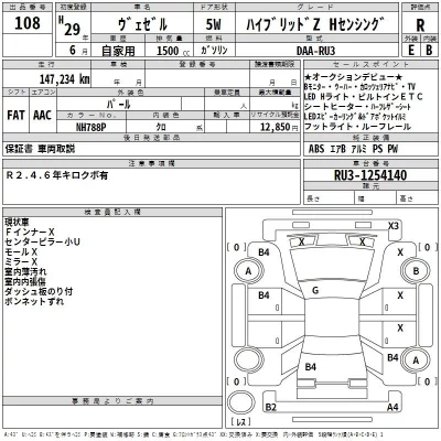 Honda VEZEL  с аукциона в Японии