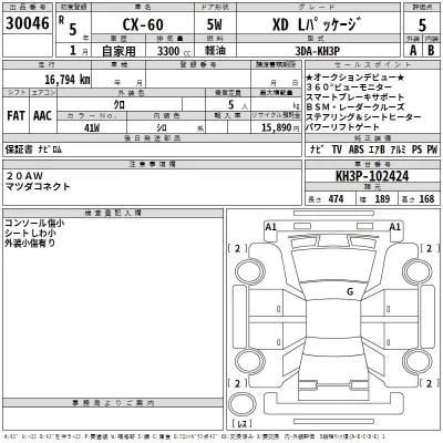 Mazda CX-60  с аукциона в Японии