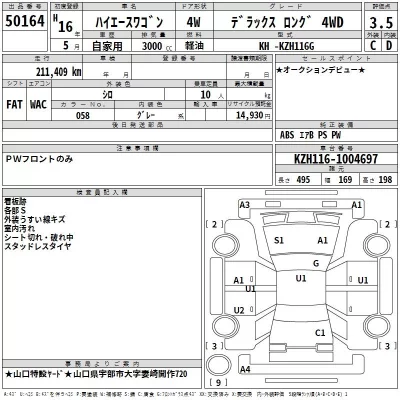 Toyota HIACE  с аукциона в Японии