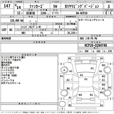 Toyota FUNCARGO  с аукциона в Японии