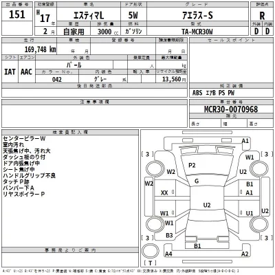 Toyota ESTIMA  с аукциона в Японии