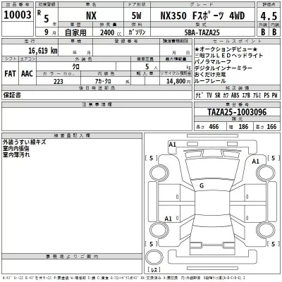 Lexus NX  с аукциона в Японии