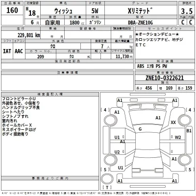 Toyota WISH  с аукциона в Японии