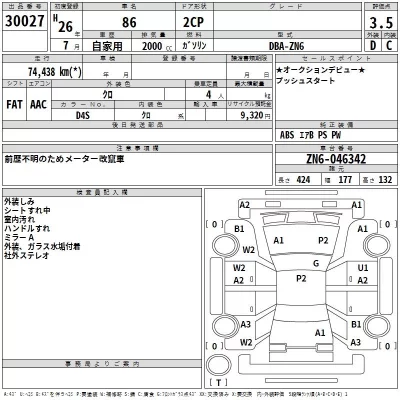 Toyota 86  с аукциона в Японии