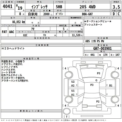 Subaru IMPREZA  с аукциона в Японии