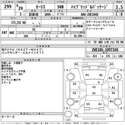 Toyota AURIS  с аукциона в Японии