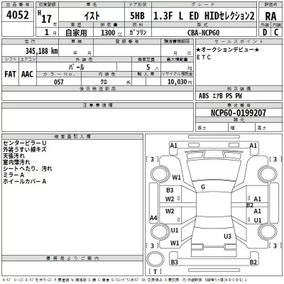 Toyota IST  с аукциона в Японии