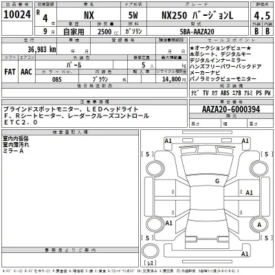 Lexus NX  с аукциона в Японии