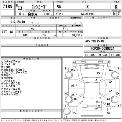 Toyota FUNCARGO  с аукциона в Японии