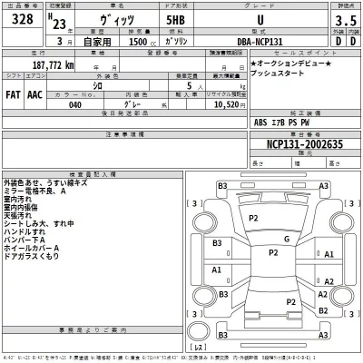 Toyota VITZ  с аукциона в Японии