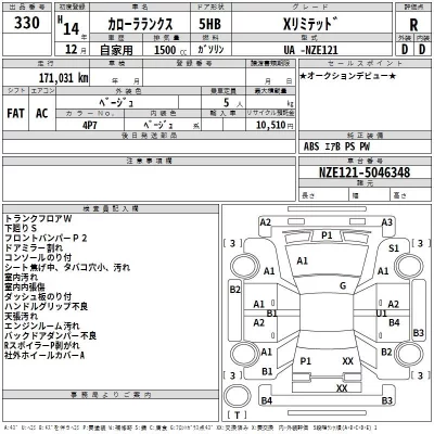 Toyota COROLLA RUNX  с аукциона в Японии