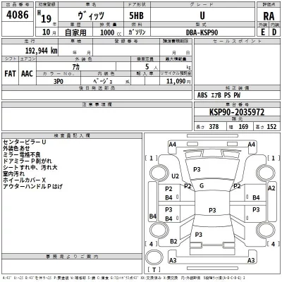 Toyota VITZ  с аукциона в Японии