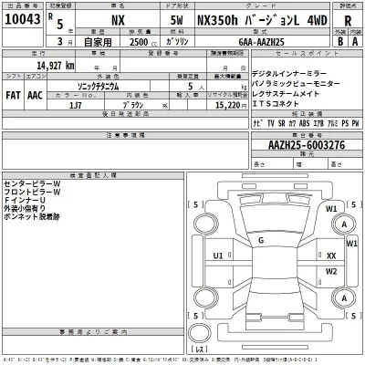 Lexus NX  с аукциона в Японии