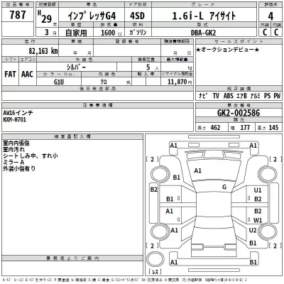 Subaru IMPREZA G4  с аукциона в Японии