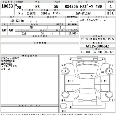Lexus RX  с аукциона в Японии