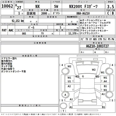 Lexus NX  с аукциона в Японии