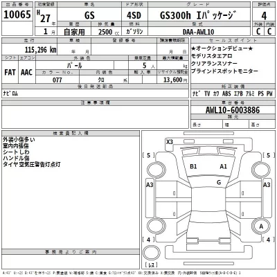 Lexus GS  с аукциона в Японии