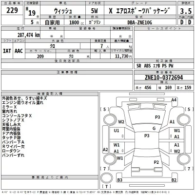 Toyota WISH  с аукциона в Японии