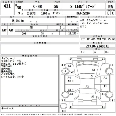 Toyota C-HR  с аукциона в Японии