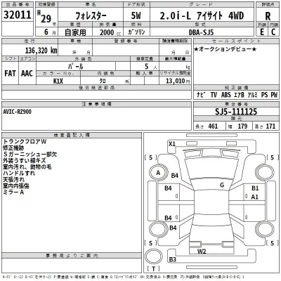 Subaru FORESTER  с аукциона в Японии