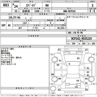 Toyota SPADE  с аукциона в Японии
