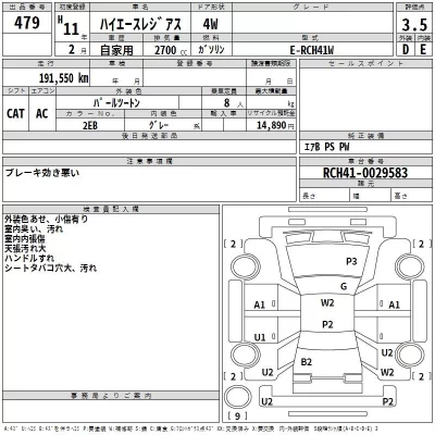 Toyota HIACE REGIUS  с аукциона в Японии