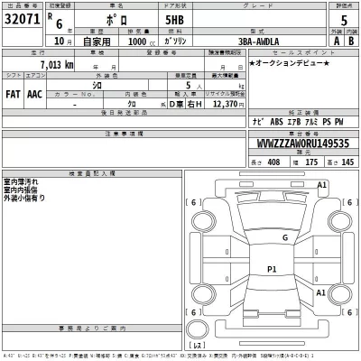 Volkswagen POLO  с аукциона в Японии