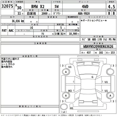BMW X2  с аукциона в Японии