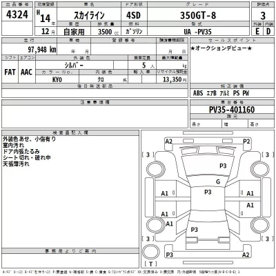 Nissan SKYLINE  с аукциона в Японии