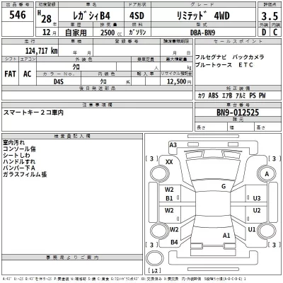 Subaru LEGACY B4  с аукциона в Японии